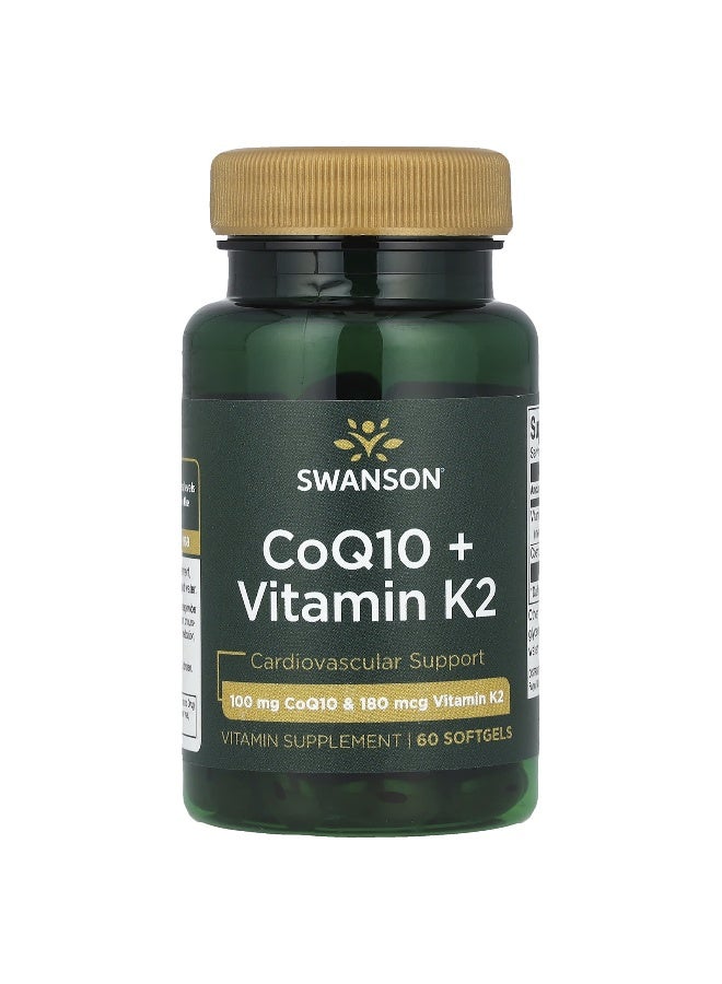 Swanson, CoQ10 + Vitamin K2, 60 Softgels - Image 1