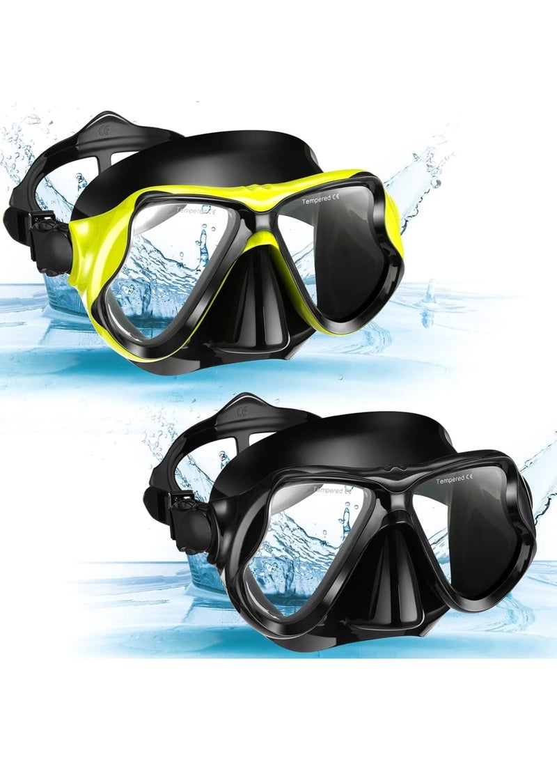 SOLARAE 2 Pack Diving Mask Adult Swimming Snorkel Mask Clear View Swimming Goggles with Nose Cover Anti Fog Swim Mask Tempered Glass Snorkeling Goggles for Diving Snorkeling Swimming - Image 1