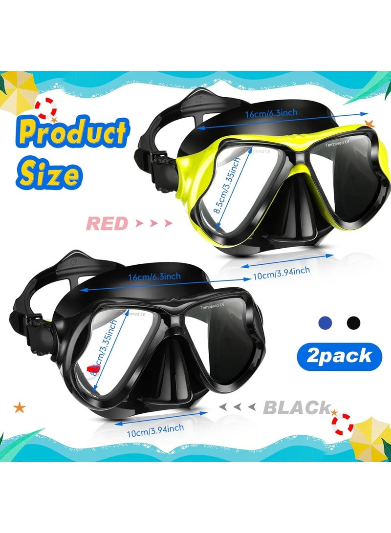 SOLARAE 2 Pack Diving Mask Adult Swimming Snorkel Mask Clear View Swimming Goggles with Nose Cover Anti Fog Swim Mask Tempered Glass Snorkeling Goggles for Diving Snorkeling Swimming - Image 2