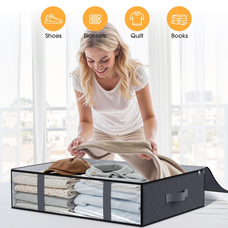StorageRight Under Bed Storage Bags 3 Pack, 40L Large Clothes & Comforter Storage Containers with Clear Window, Breathable Fabric Organizer for Blankets, Bedding, Seasonal Clothing - Image 5