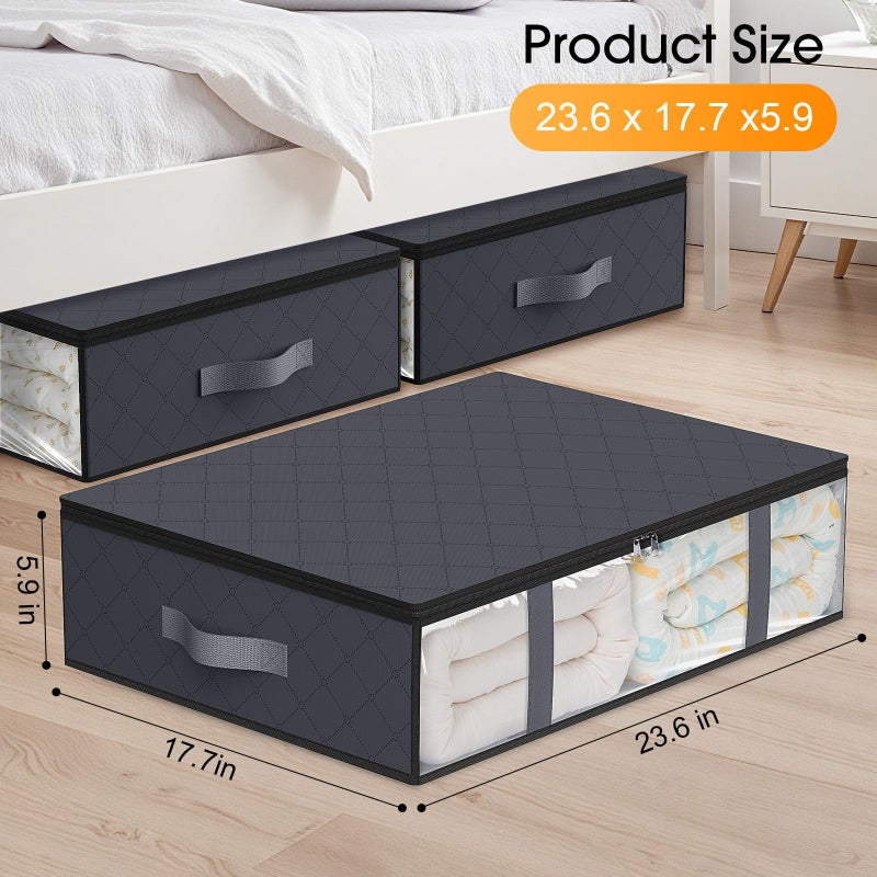 StorageRight Under Bed Storage Bags 3 Pack, 40L Large Clothes & Comforter Storage Containers with Clear Window, Breathable Fabric Organizer for Blankets, Bedding, Seasonal Clothing - Image 2