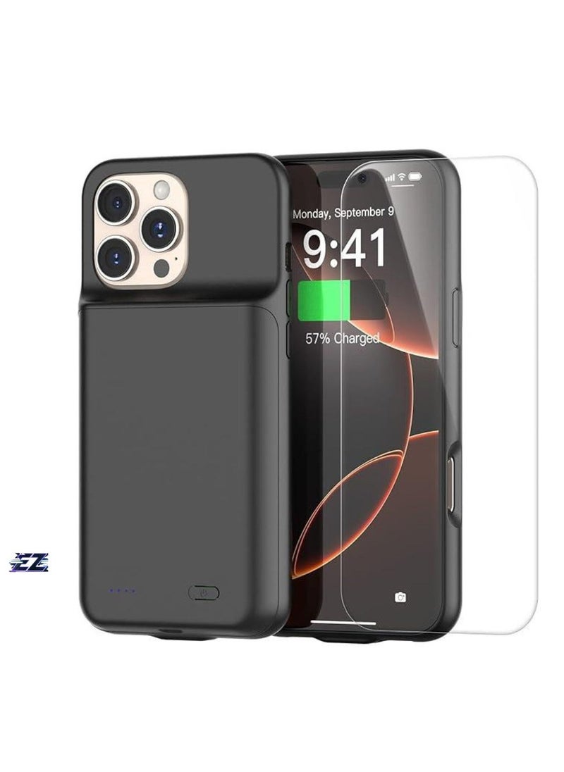 IAF Upgraded 7000mAh Battery Case for iPhone 16 Pro Max (6.9â€), 15W Fast Charging Portable Charger with HD Tempered Protective Film for Extra Power on the Go - Image 1