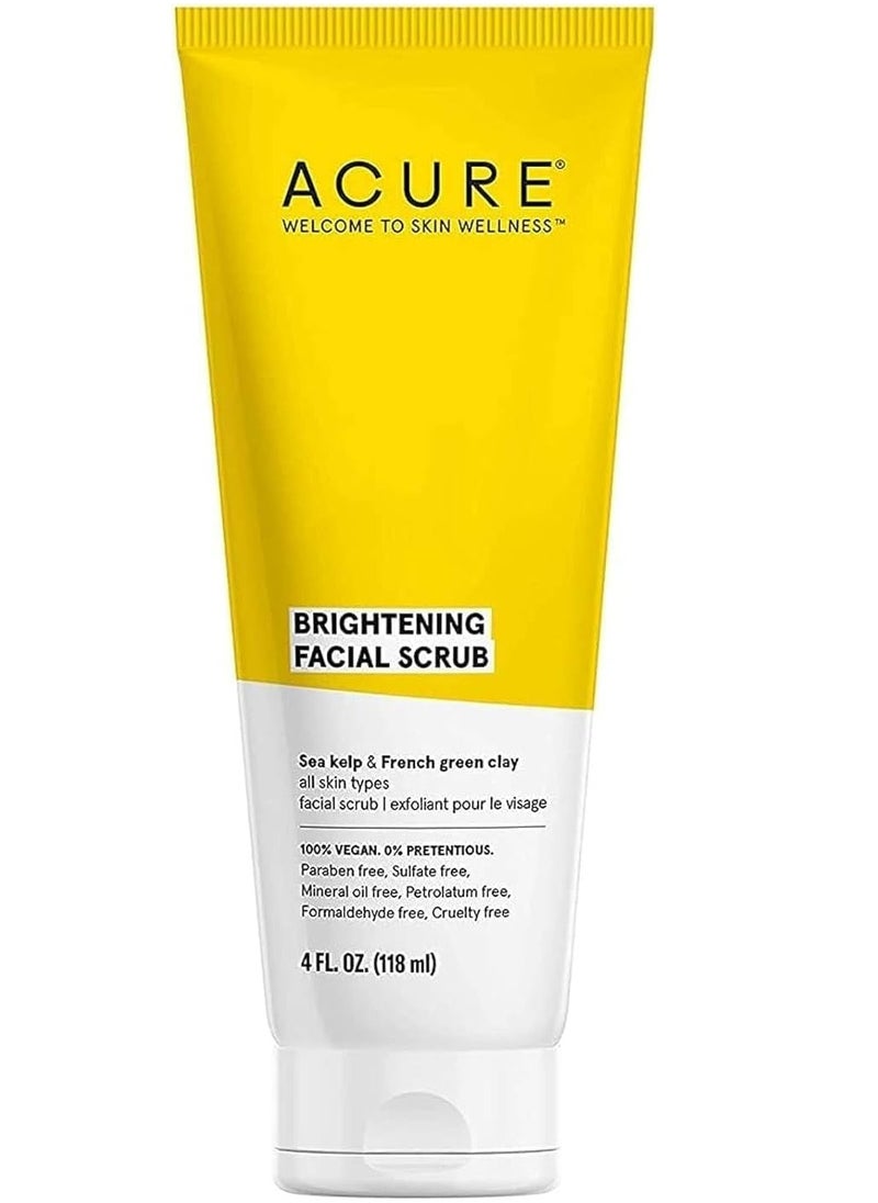 Acure - Accor Skin Brightening Facial Scrub, All Skin Types, 4 fl oz 118 ml - Image 1