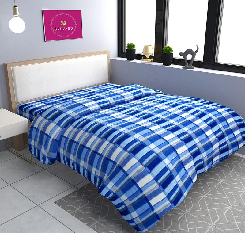 BREVARD BREVARD Single Bed Woolen Fabric Checkered Quilt CoverDuvet CoverRajai CoverBlanket Cover for Winter 60x90 Inches Blue and Brown Combo of 2  - Image 3