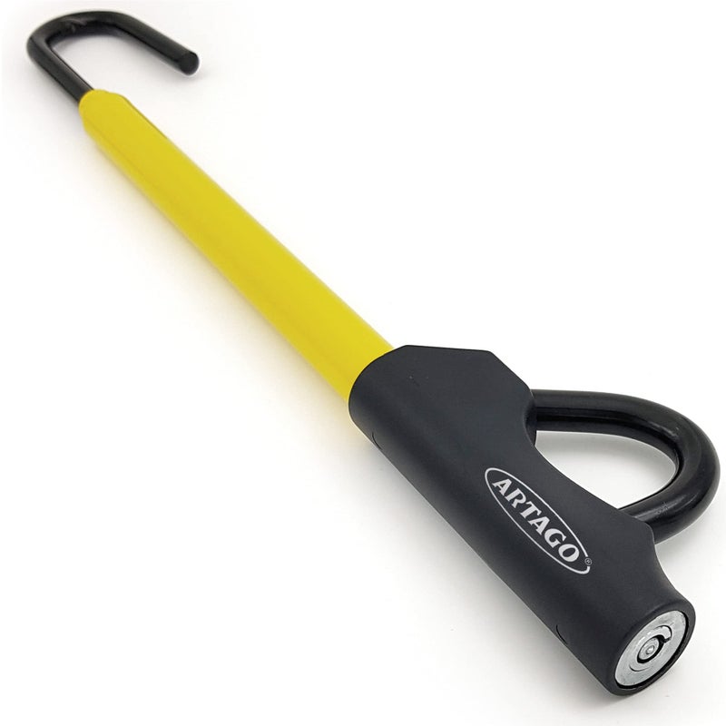 Artago 871A/B Steering Wheel Brake Pedal Lock, Yellow, Key Lock, Made in Europe, High Security, Adjustable Length, Easy Hook System - Image 1