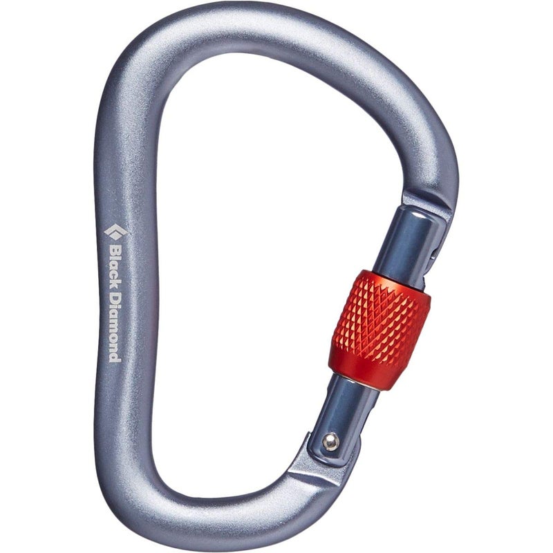 BLACK DIAMOND RockLock Screwgate Carabiner | Hot-Forged, Lightweight | Keylock Nose | Secure Locking Biner for Belaying & Rappelling | Gray