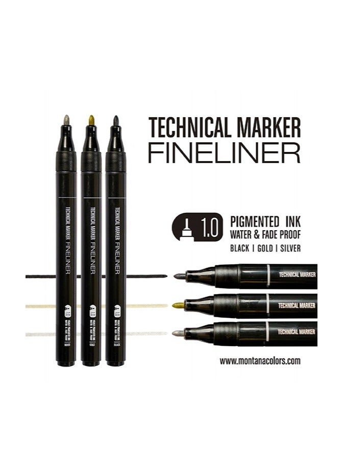 Montana Colors MTN Technical Marker Fine Liner 1.0mm - Set of 6  - Image 1
