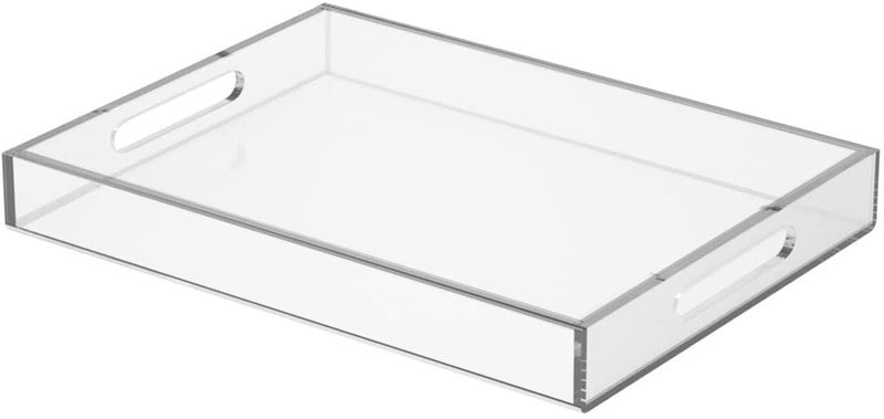 Lyptus Herb Clear Durable Acrylic Tray with Handles 9132 Inch Spill Proof Serving Tray Safe Edge Organizer Tray Decorative Tray for Living Room Kitchen Coffee Table by Lyptus - Image 1