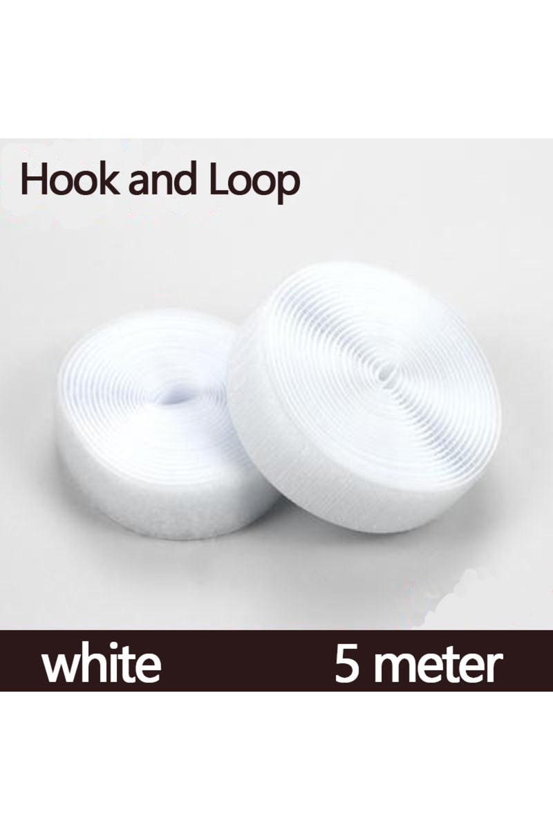 20mm Wide White 5Meter 1-10M Sew On Hook & Loop Tape | Non-Adhesive Nylon Magic Strap 20-50mm White