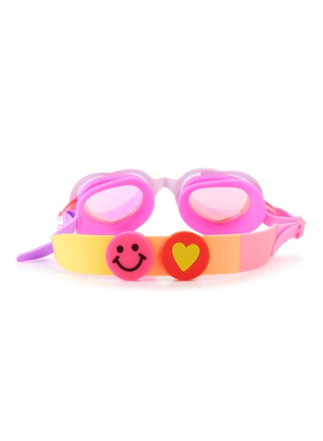 بلينج2O Bling2o Charmed Pearl Crush Kids' Swim Goggles – White Heart Frame with Pearls, UV Protection, Anti-Fog, Latex-Free Silicone, Adjustable Strap with Emoji Sliders, Ages 6+ - Image 3