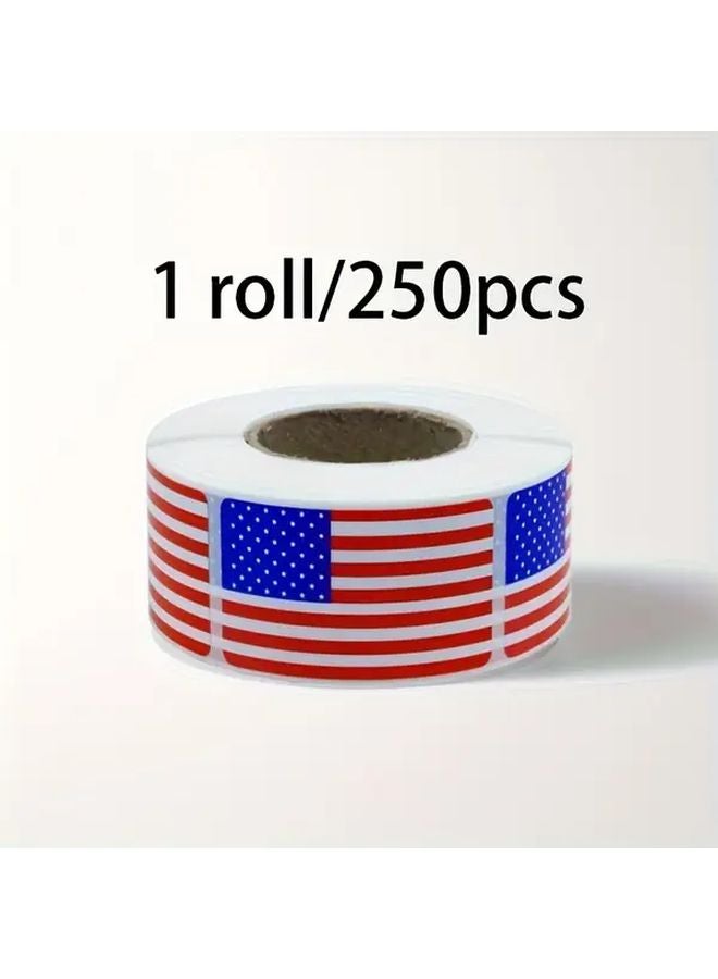 1 Roll 250 Sheets American Flag Patriotic Stickers for July 4th Parties Sports Games - Image 1