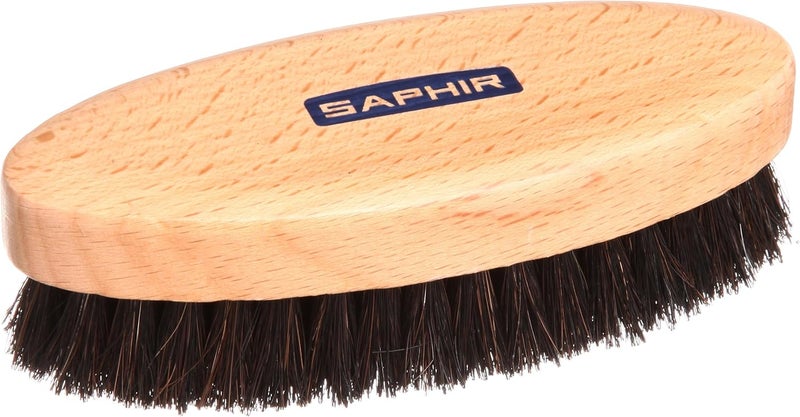 Saphir فرشاة شعر الحصان البيضاوية - ملمع الأحذية - لتنظيف وتلميع وتلميع الأحذية الجلدية - شعيرات سوداء - 5 بوصات (13.5 سم) - Image 1