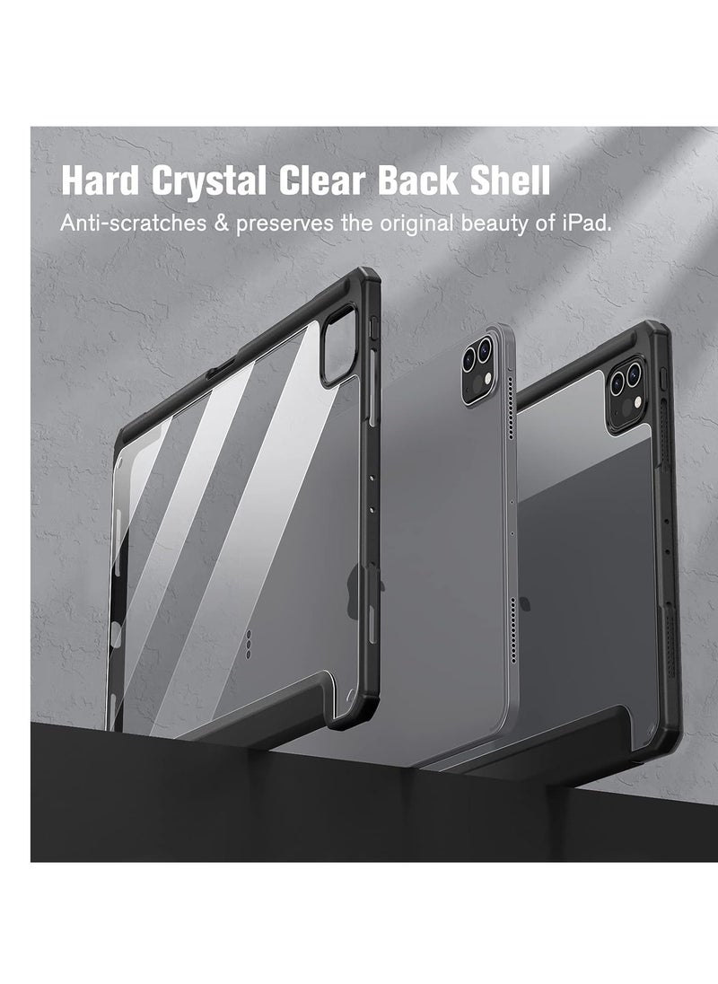 EVO Hybrid Slim Case for iPad Pro 11-inch M4 (2024), Trifold Standing Shockproof Protective Cover with Clear Transparent Back Shell Built-in Pencil Holder for iPad Pro 11" 2024,BLACK  - Image 5
