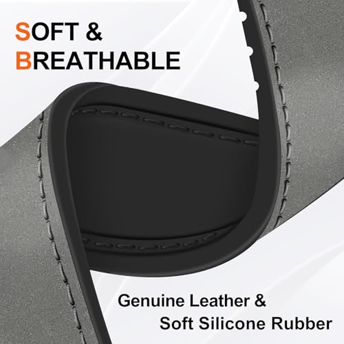 WestEagle Leather Watch 8 Band Compatible with Samsung Galaxy Watch 8 40mm 44mm/ 8 Classic 46mm, Magnetic Buckle Silicone Bottom Design Adjustable Wristbands Accessories for Men and Women, Grey - Image 4