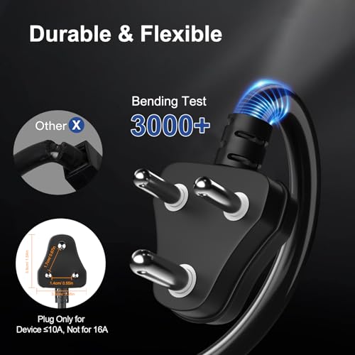 Hoteon Extension Board with 10 Meters Heavy Duty Long Wire Cord, Single Outlet Socket 2500W 10A Expandable Electric Extension, 3 Pins Extension Cord for Indoor Outdoor Use (10M/ Black)-1PCS - Image 3