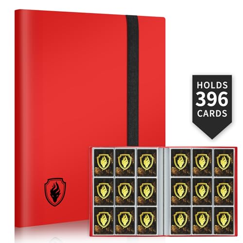 Fabmaker Card Binder 9 Pocket Fabmaker 396 Pockets Trading Card Binder Premium Collector Card Album for Standard Cards Side Loading Card Collection Folder for Game Cards Sport Cards Red - Image 1