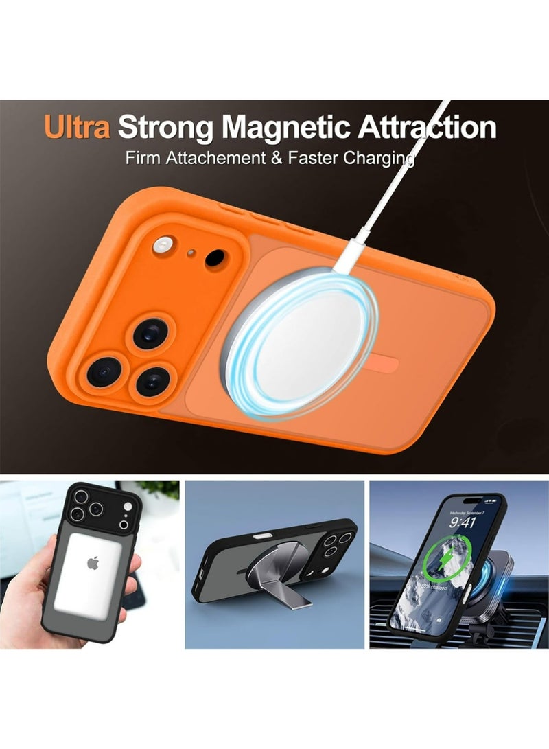بولوز iPhone 17 Pro Max Case, [متوافق مع Magsafe] [حماية الكاميرا الكاملة] غطاء هاتف واقي مضاد للصدمات المغناطيسي الشفاف الماتي الخلفي,البرتقالي - Image 3