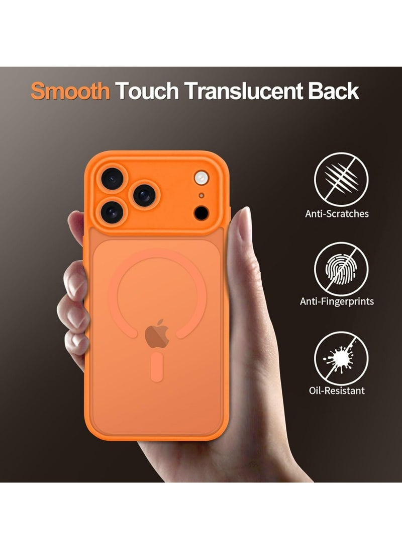 بولوز iPhone 17 Pro Max Case, [متوافق مع Magsafe] [حماية الكاميرا الكاملة] غطاء هاتف واقي مضاد للصدمات المغناطيسي الشفاف الماتي الخلفي,البرتقالي - Image 5