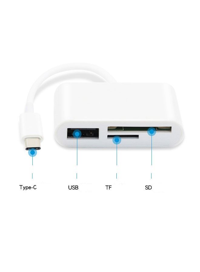 Multifunctional 3-in-1 USB C SD Card Reader,Type-C Card Reader for USB C Device ,TF Card Adapter Support Dual Read and Write(White 3.0)