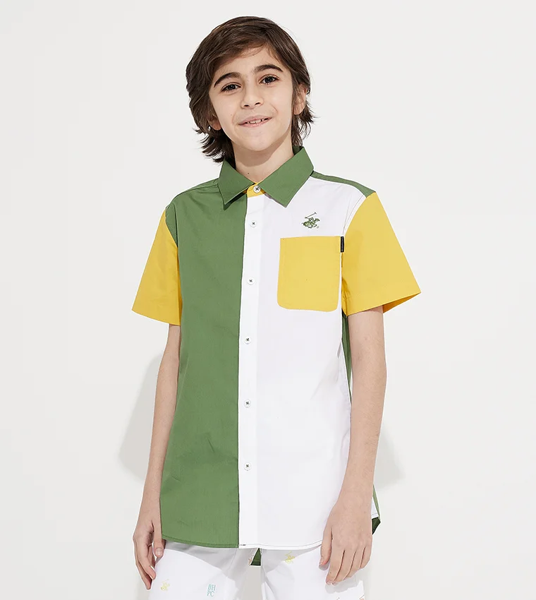 BEVERLY HILLS POLO CLUB Color Block Short Sleeves Shirt
