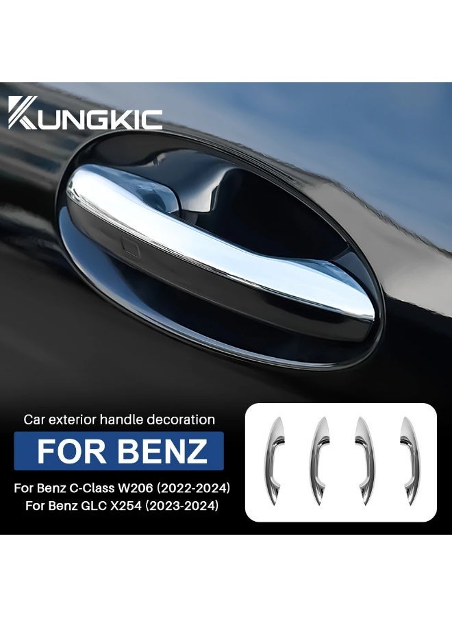KUNGKIC Door Handle Trim Cover for Mercedes Benz GLC X254 C Class W206 S206 2022 2023 2024 ABS Carbon Fiber Car Exterior Accessories - Image 4