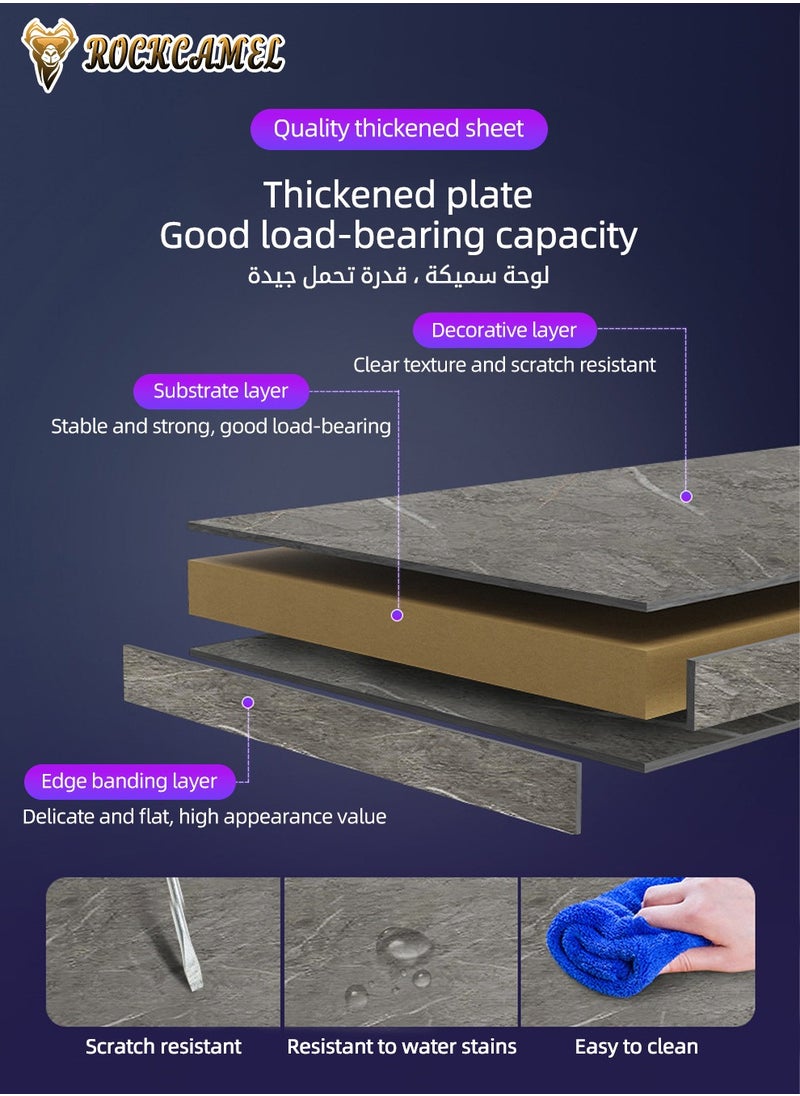 ROCKCAMEL - طاولة ألعاب بتأثير الرخام، عرض 160 سم، تصميم إطار على شكل حرف Z، منطقة لوحة ماوس ممتدة، حامل شاشة مزدوج - Image 1