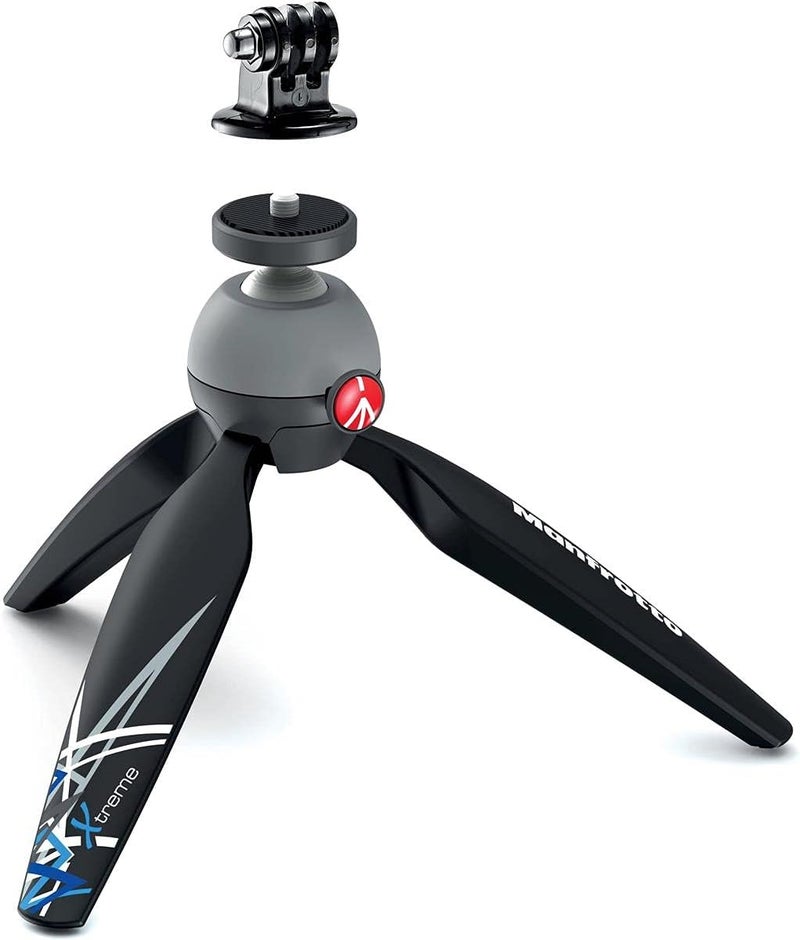 Manfrotto PIXI Xtreme Mini Tripod Kit with Head for GoPro Cameras (MKPIXIEX-BK) - Black Adapter - Image 1