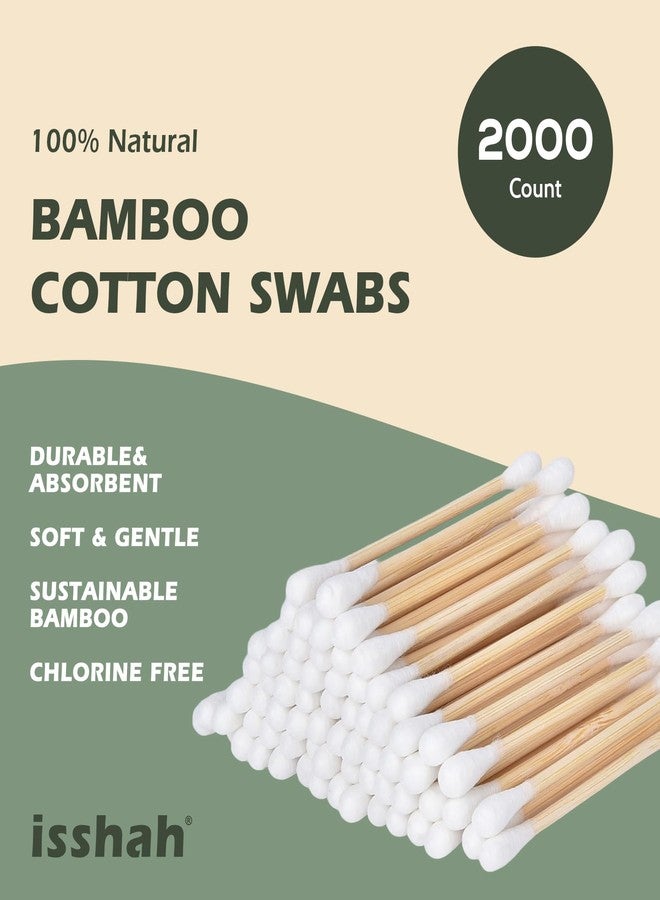 Isshah Bamboo Cotton Swabs - 2000 Count - FSC Certified and PETA Approved, Eco Friendly Double Tips, Plastic Free Ear Sticks, All Natural 100% Biodegradable Organic Cotton Buds by Isshah - Image 2