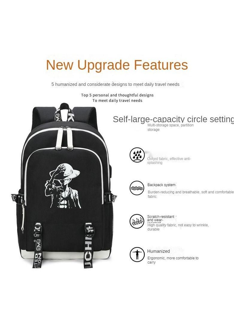 Summer Anime Casual School Backpack Black - Image 2