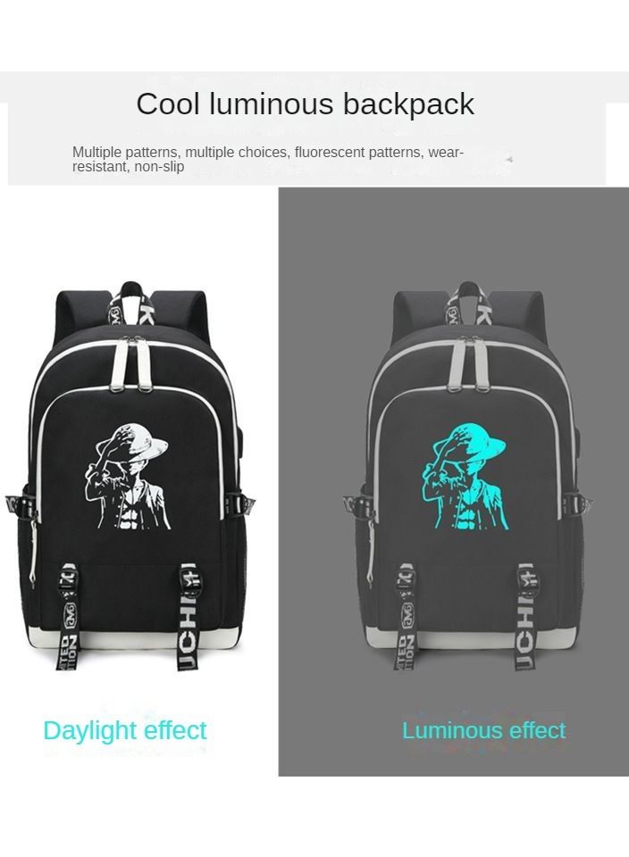 Summer Anime Casual School Backpack Black - Image 3