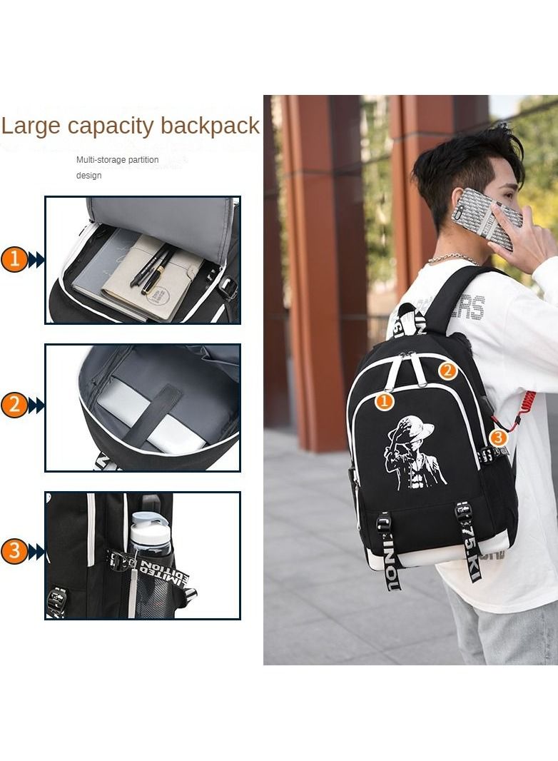 Summer Anime Casual School Backpack Black - Image 4