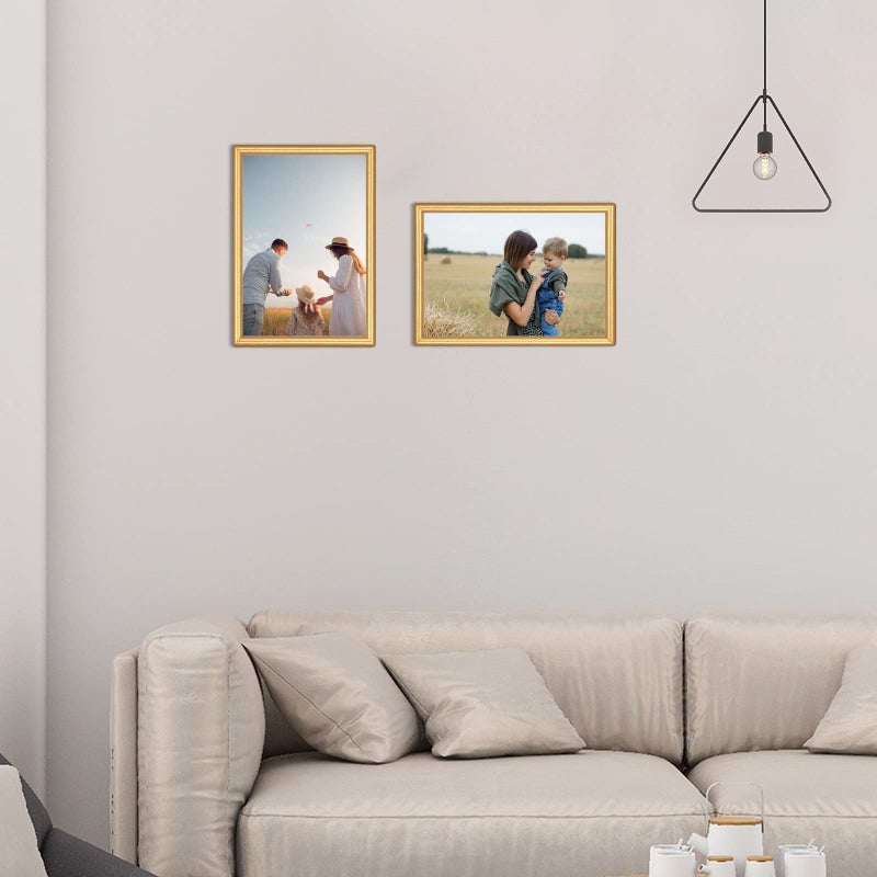Autjvy 6x8 Picture Frame set of 2 Matte Gold Modern Simple Thin Aluminum Metal Photo Frame with HD Real Glass  Display for Tabletop and Wall Collage. (2 Pack) - Image 5