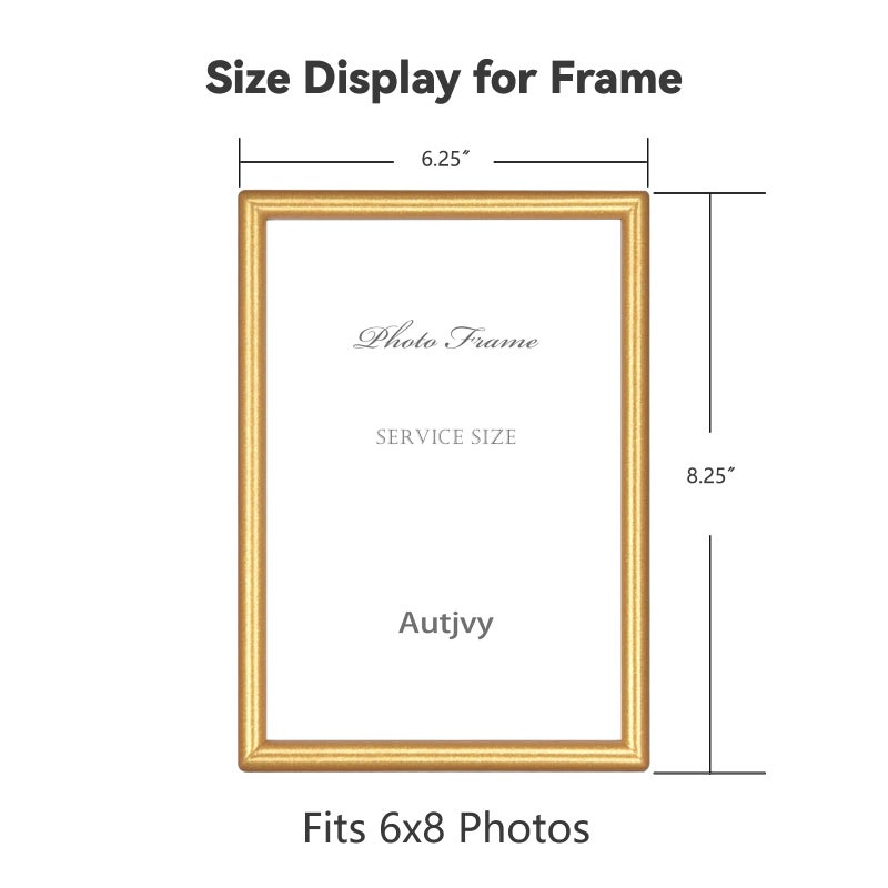 Autjvy 6x8 Picture Frame set of 2 Matte Gold Modern Simple Thin Aluminum Metal Photo Frame with HD Real Glass  Display for Tabletop and Wall Collage. (2 Pack) - Image 2