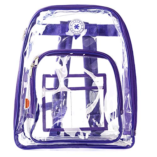K-Cliffs Clear Backpack Heavy Duty See Through Student Bookbag Large Durable School Bag Quality Transparent PVC Travel Security Workbag Purple - Image 3
