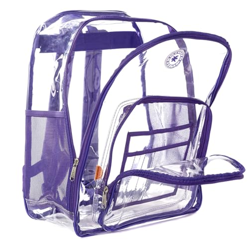 K-Cliffs Clear Backpack Heavy Duty See Through Student Bookbag Large Durable School Bag Quality Transparent PVC Travel Security Workbag Purple - Image 5