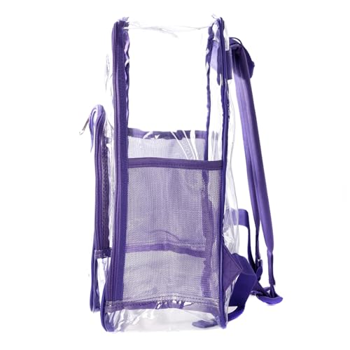 K-Cliffs Clear Backpack Heavy Duty See Through Student Bookbag Large Durable School Bag Quality Transparent PVC Travel Security Workbag Purple - Image 4