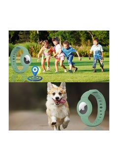 Y&D Watch Wristbands for Airtag, SYOSI Soft Silicone Airtag Bracelet Kids, Lightweight, Waterproof Strap Compatible with Apple Band Children and Old Man, 2 Pcs (Green, Purple)  - Image 3