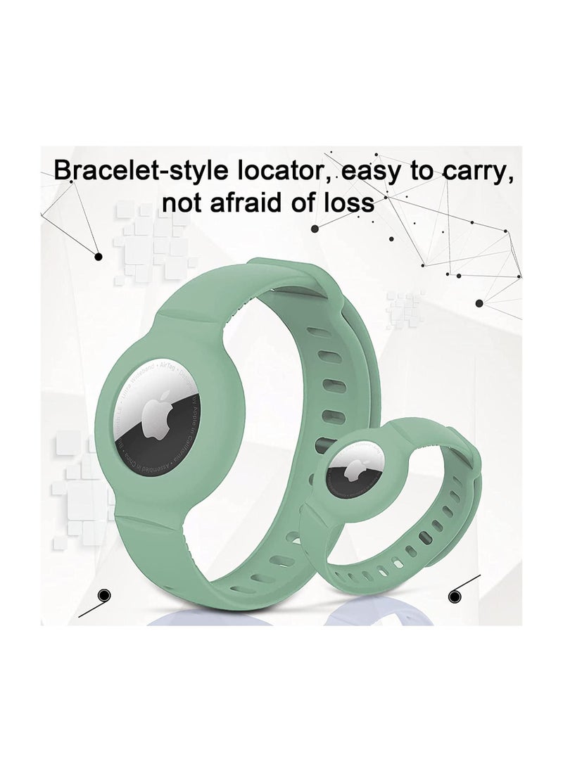Y&D - Watch Wristbands for Airtag, SYOSI Soft Silicone Airtag Bracelet Kids, Lightweight, Waterproof Strap Compatible with Apple Band Children and Old Man, 2 Pcs (Green, Purple) - Image 1