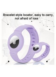 Y&D Watch Wristbands for Airtag, SYOSI Soft Silicone Airtag Bracelet Kids, Lightweight, Waterproof Strap Compatible with Apple Band Children and Old Man, 2 Pcs (Green, Purple)  - Image 2