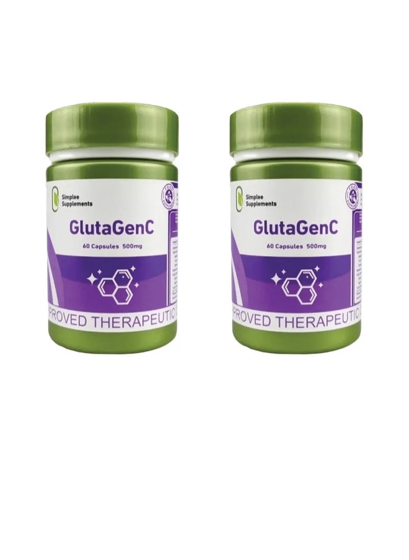 Simplee Supplements GlutaGenC Capsule Supplement 60 Caps Anti-oxidant -2pcs  - Image 1