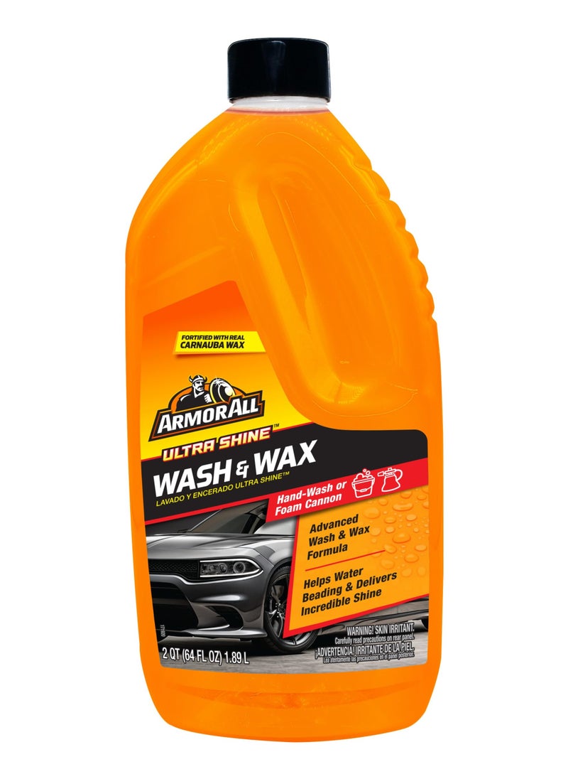 ARMOR ALL Armor All Ultra Shine Car Wash & Wax 1.89L Fortified with Real Carnauba Wax – Dual Action Cleaning & Protection – For Hand Wash & Foam Cannon – Enhances Shine & Water Beading  - Image 1