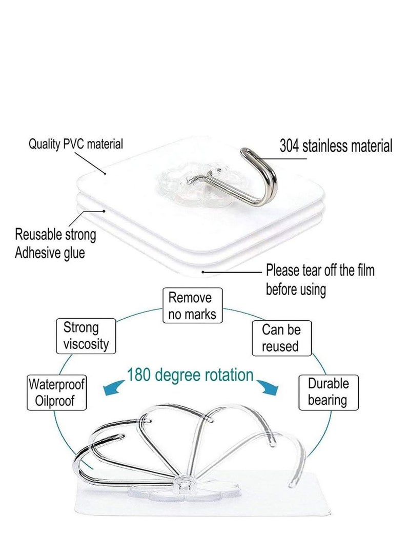 مجموعة من 20 خطافًا جداريًا شفافًا شديد التحمل - مقاوم للماء والزيوت، مثالي للاستخدام في المطبخ والحمام - Image 2