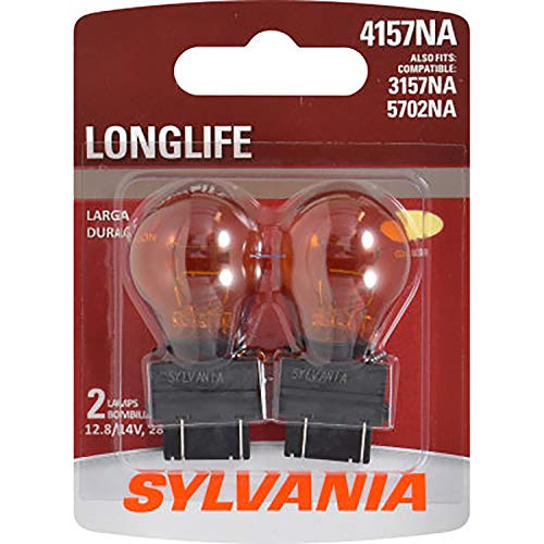 SYLVANIA - 4157NA Long Life Miniature - Amber Bulb, Ideal for Parking, Side Marker, and Turn Signal Applications, Incandescent (Contains 2 Bulbs) - Image 1