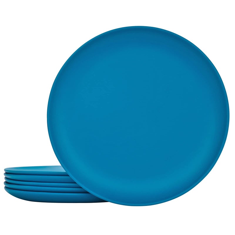 TP 10 Melamine Dinner Plates 6piece Plate Set Unbreakable Serving Dishes for Indoors and Outdoors Unbreakable Dinner Service for 6 MatteCoastal Blue