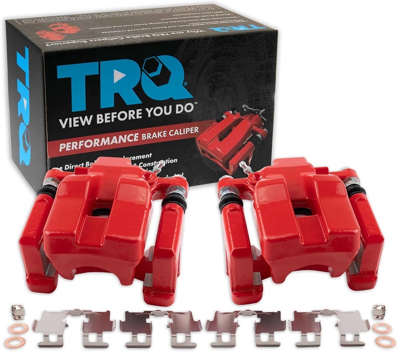 TRQ Rear Performance Brake Caliper Set Red for Lexus ES350, Toyota Avalon, and Camry - Image 1