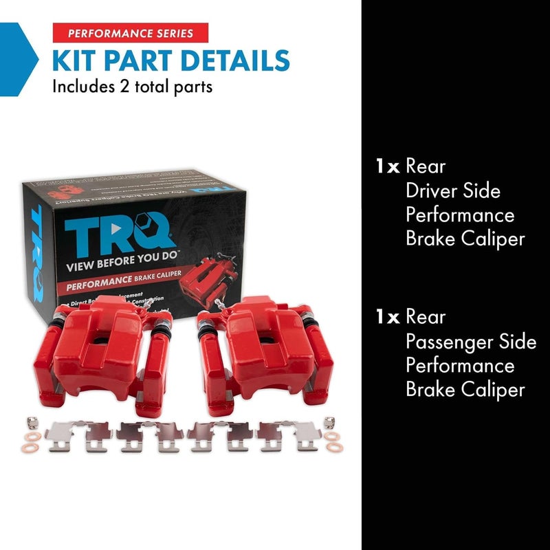 TRQ Rear Performance Brake Caliper Set Red for Lexus ES350, Toyota Avalon, and Camry - Image 2