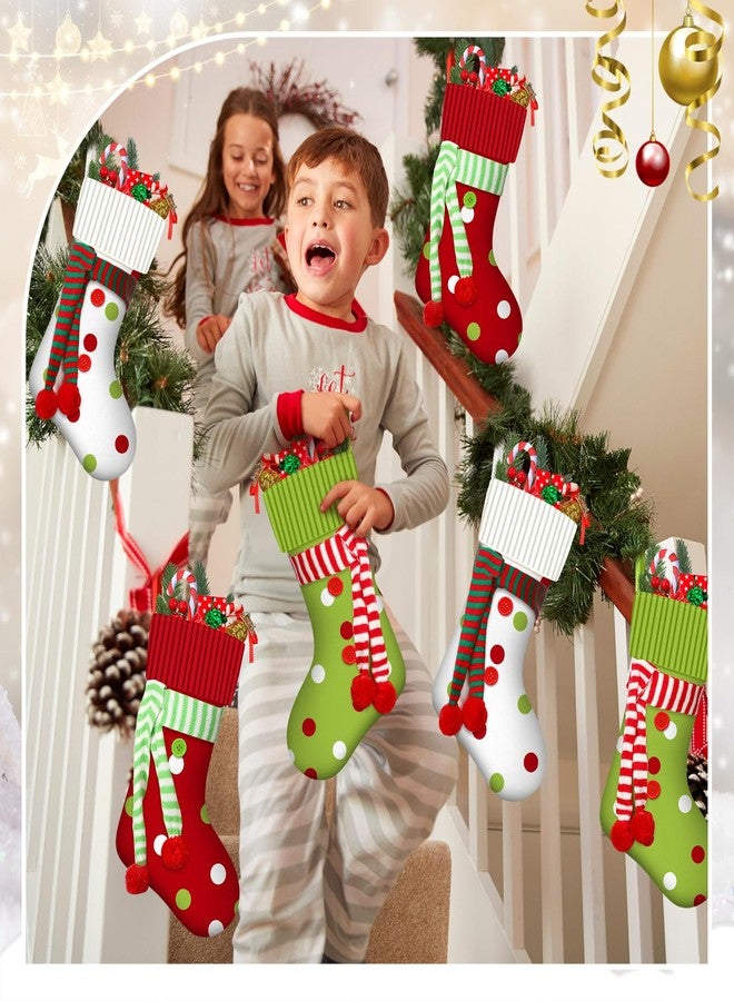 Newcotte 6 Pack 20 Inch Large Christmas Stocking Elf Xmas Hanging Stockings Red Green White Christmas Decorations for Holiday Fireplace Tree Decoration Gift Present - Image 4