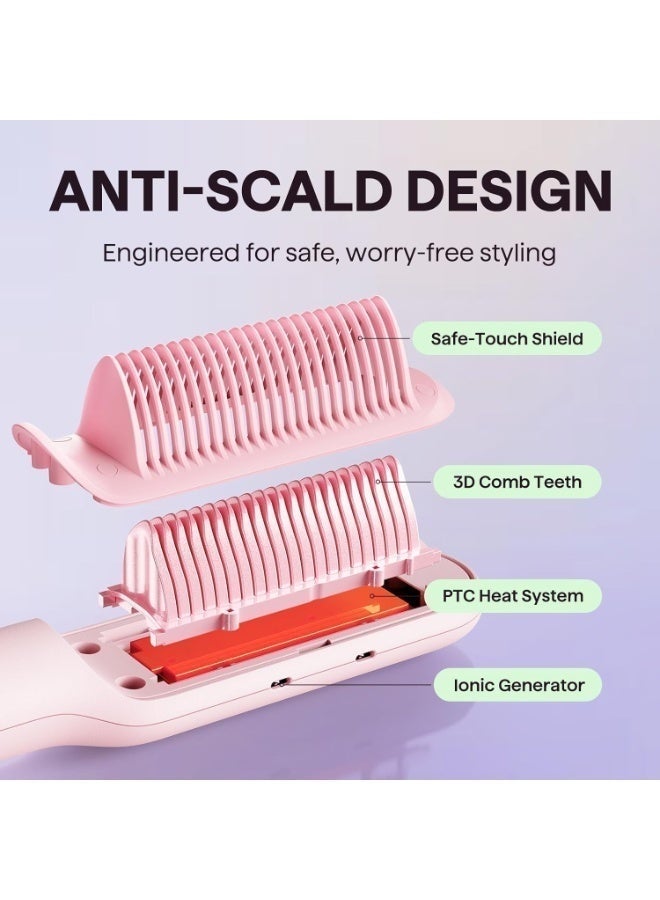 wavytalk Sleek Sweep Hair Straightener Brush, Ionic Ceramic Straightening Comb, Anti-Scald Design, LED Temperature Display, Fast Heating, Dual Voltage, Anti-Frizz Hair Styling Tool - Image 5