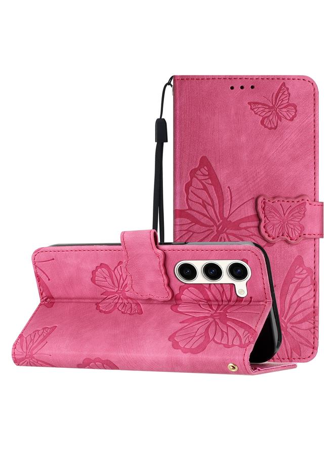 S-TOP Case For Samsung Galaxy S25+ 5G Skin-feel Embossed Butterfly Leather Phone Case - Image 1