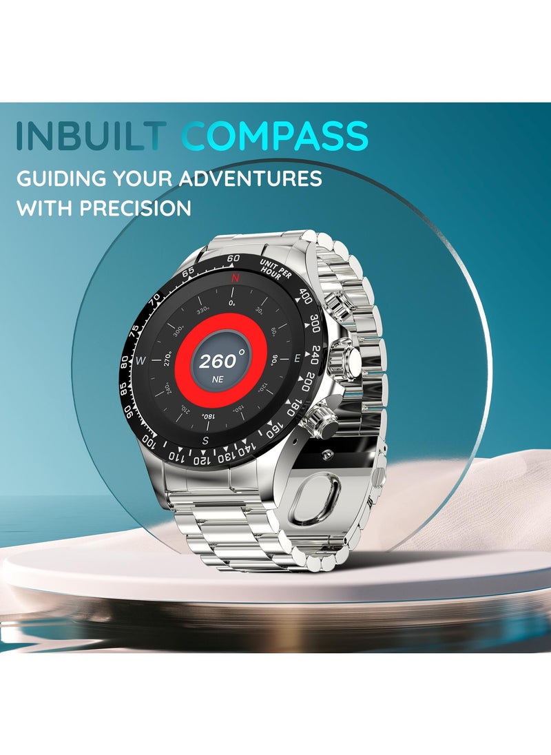 Pebble - Zenith 1.53" Smartwatch for Men and Women, HD Display, 600 Nits Brightness, Bluetooth Calling, Wireless Charging, In-Built Compass, Metal Build - Image 1